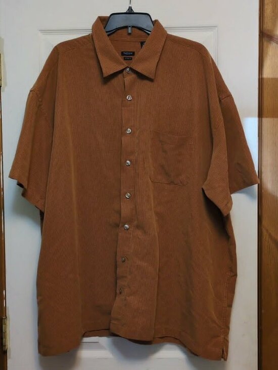 Van Heusen Other - Van Heuson Studio Button Down Mens Shirt Sz 3XLT Rust Brown Modal Career Church